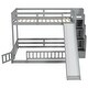 preview thumbnail 7 of 7, Grey Twin Over Full Floor Bunk Bed Frame w/ Slide, Storage Staircase