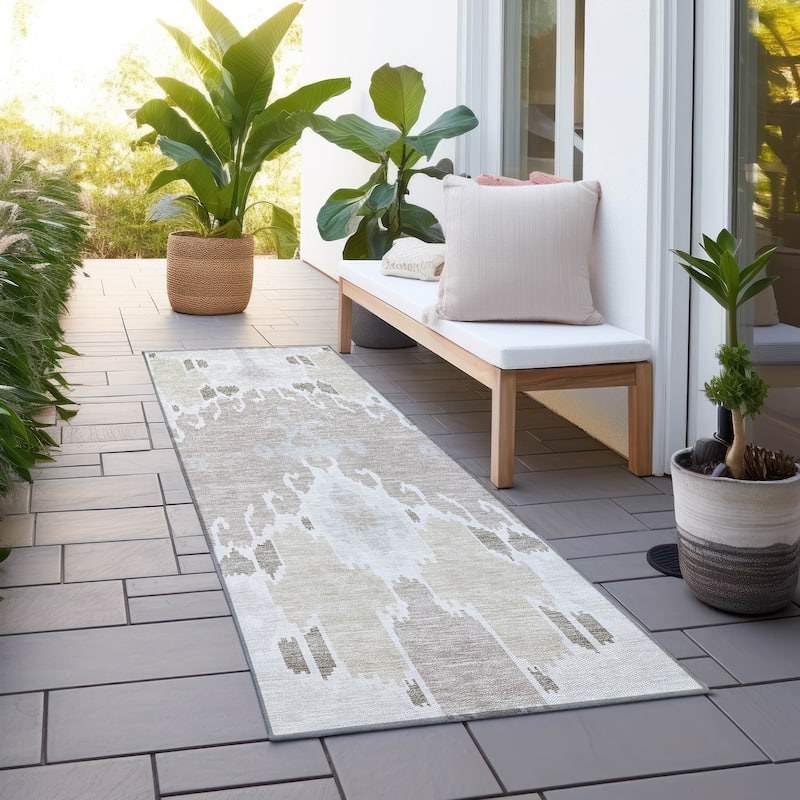 Machine Washable Indoor/ Outdoor Chantille Boho Global Rug - Ivory - 2'3" x 7'6"