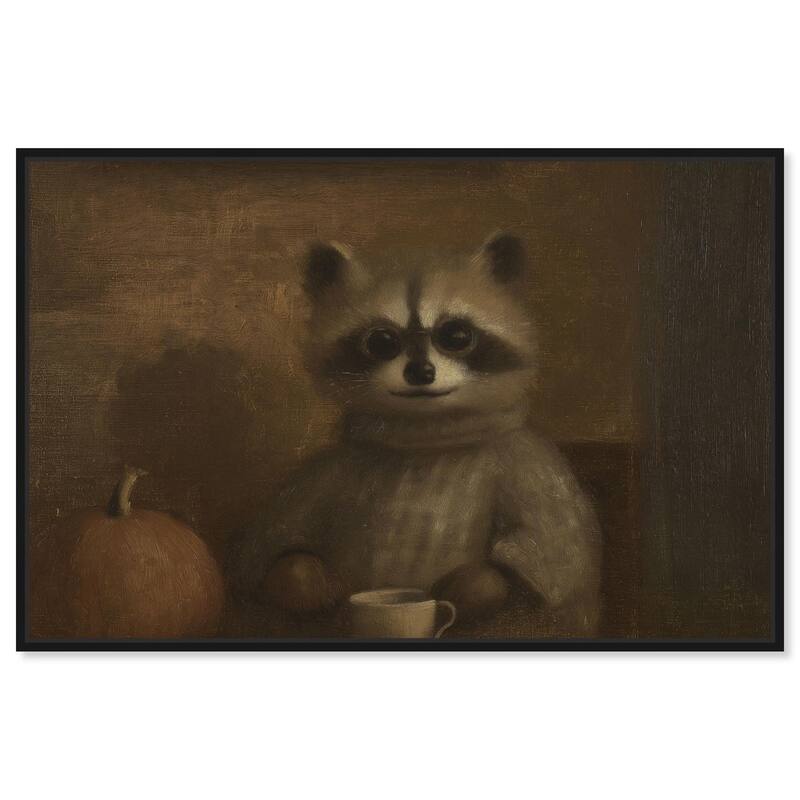 Raccoon Reverie Canvas by Art Remedy - Black - 24" x 16"