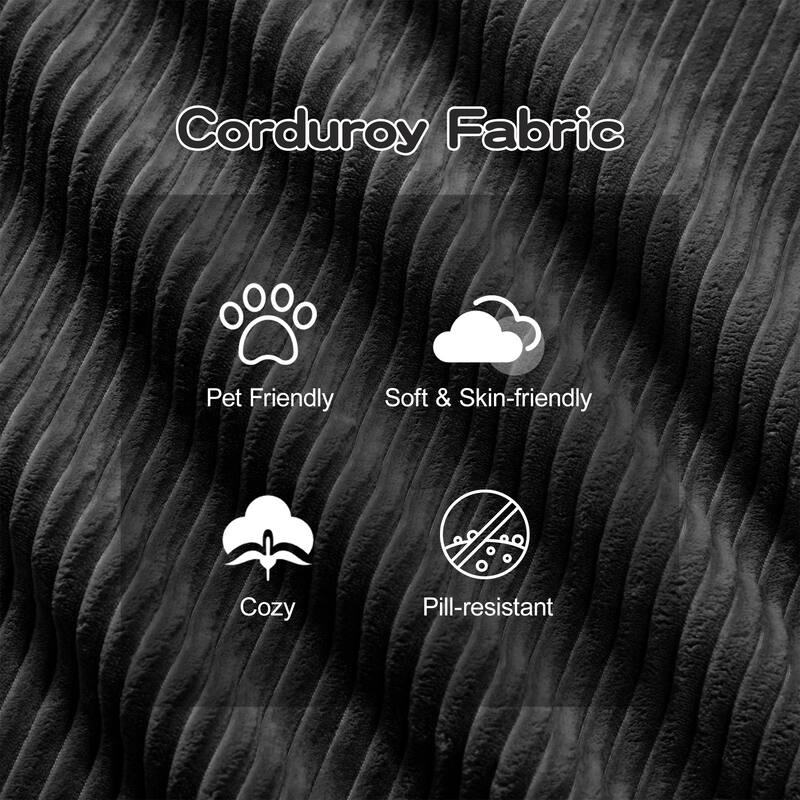 L-Shaped Modular Sectional Sofa with Movable Ottoman, Corduroy Boneless Cloud Couch, Tufted Deep Seat Sofa with 3 Pillow