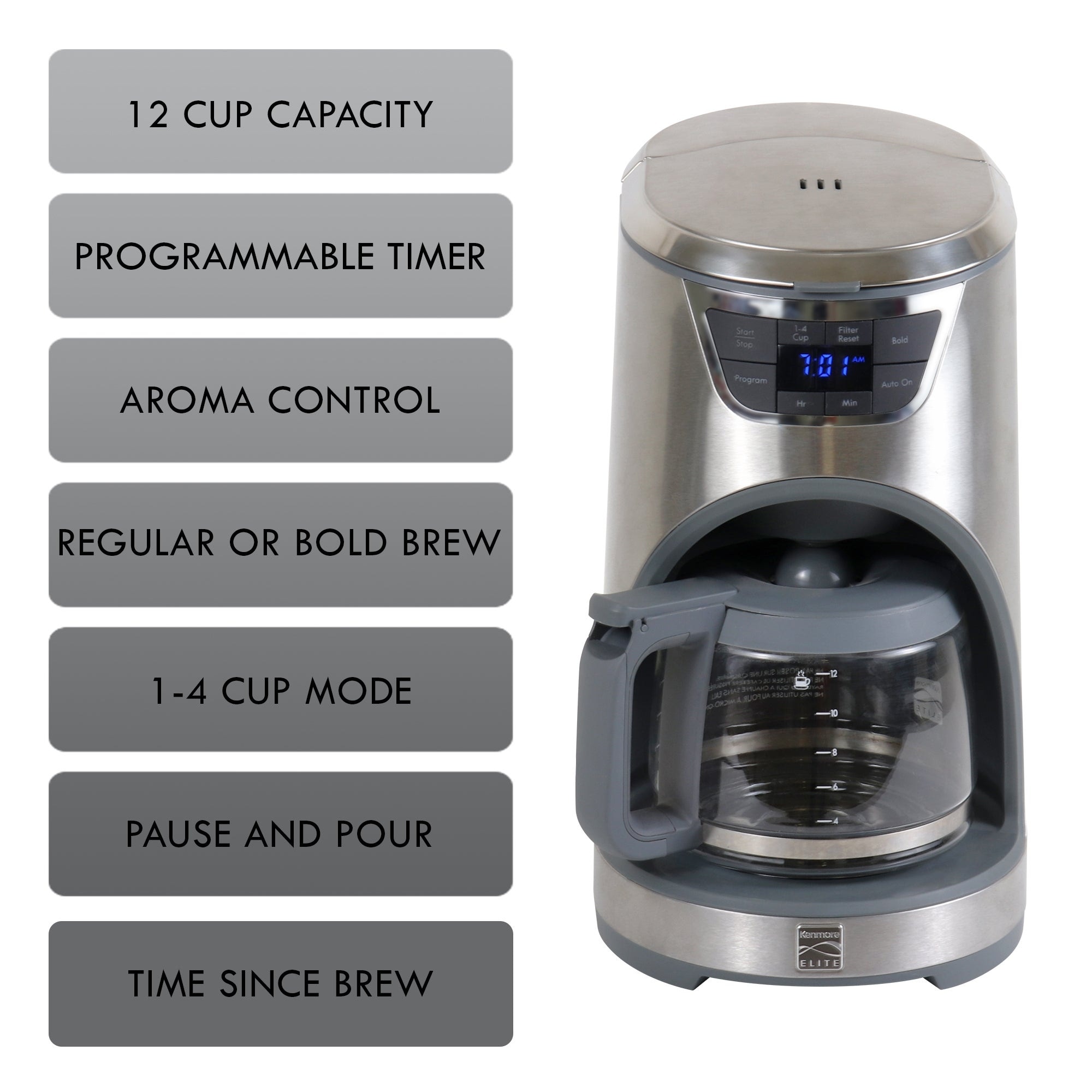 12 Cup Coffee Maker Programmable for Cone Filters Stainless Steel