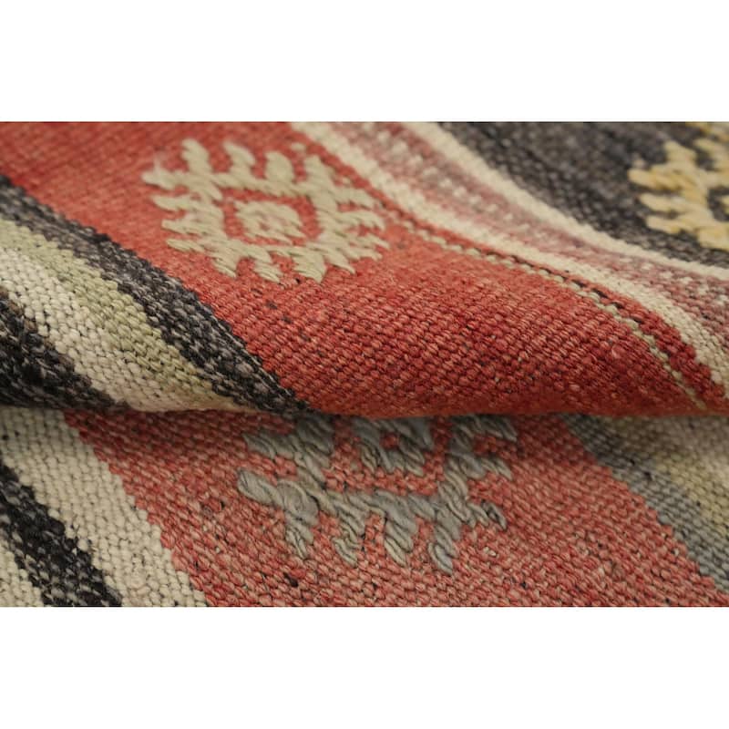 Hand Woven Oriental 100% Wool Carpet Southwestern Tribal Multi-Colored Kilim Area Rug - 9' 4'' X 5' 8''