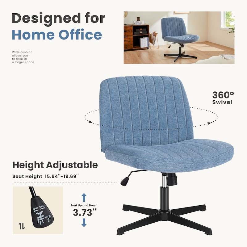 Armless Ergonomic Swivel Seat with Wide U-Shaped Backrest