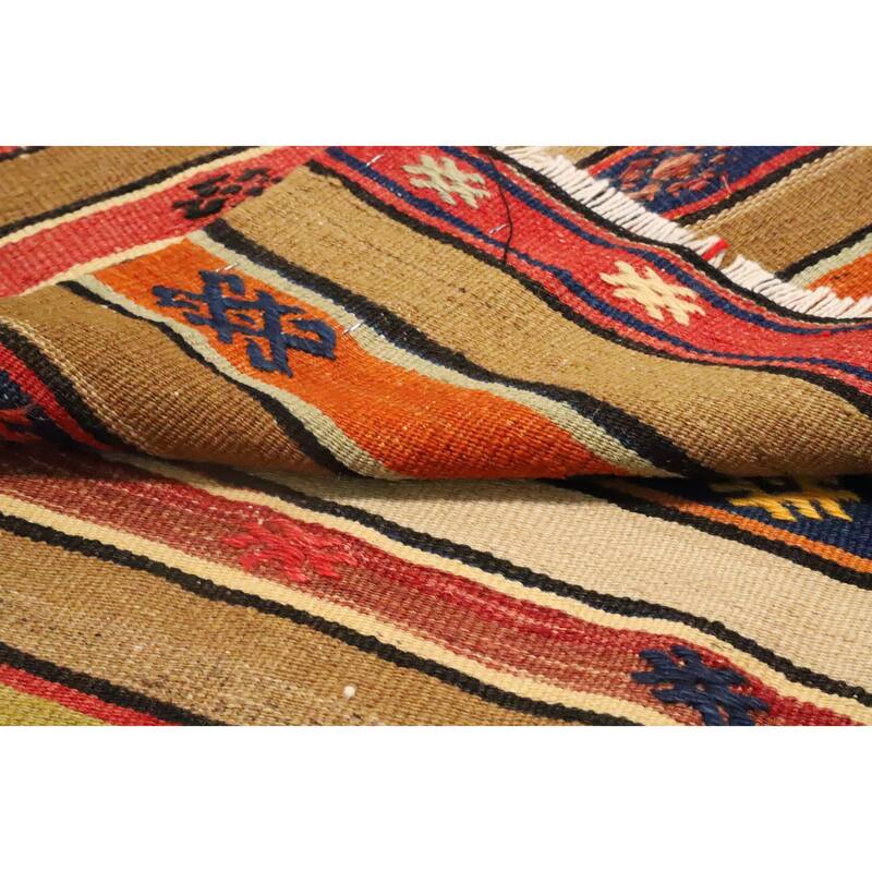 Hand Woven Oriental 100% Wool Carpet Southwestern Tribal Multi-Colored Kilim Area Rug - 7' 10'' X 4' 9''