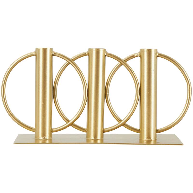 Gold or Black Metal Overlapping Circular Ring Candelabra