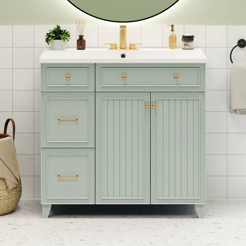 MDF Bathroom Vanity with Resin Sink - Green