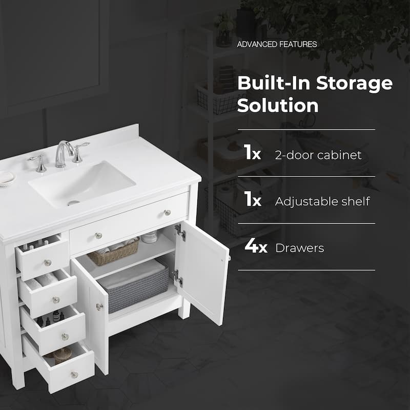 OVE Decors Newcastle Pure White Undermount Sink Vanity with Marble Top
