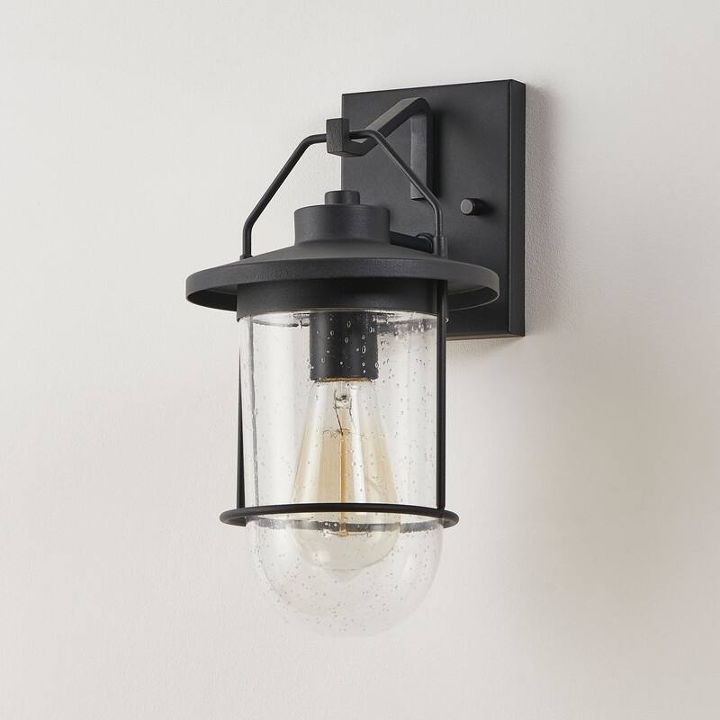 KAWOTI 12.75" Black Outdoor Wall Lantern - W7" x D8" x H12.75"