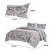 3 Piece King Quilt Set with Seashell and Starfish Print, White and Gray