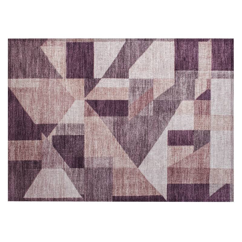 Machine Washable Indoor/ Outdoor Modern Geo Chantille Rug