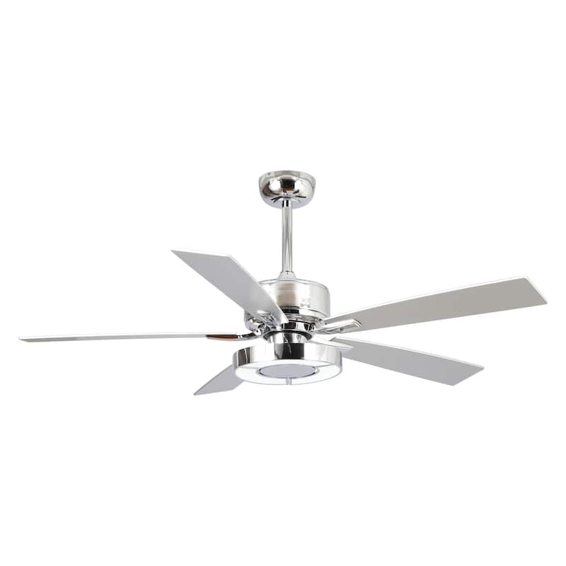 52" Chrome Modern Unique LED Dimmable Ceiling Fan with Light and Remote