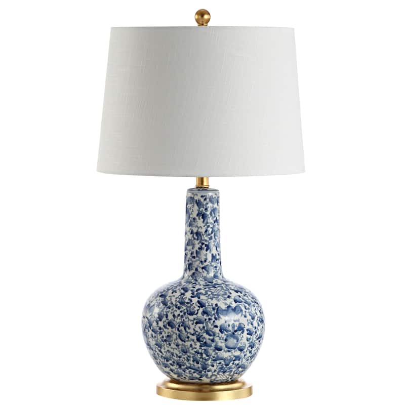 Audrey 30" Ceramic/Iron Classic Cottage LED Table Lamp, Blue/White by JONATHAN Y