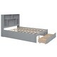 preview thumbnail 13 of 28, Full Size Platform Bed with Storage Headboard and 2-Drawers, Grey