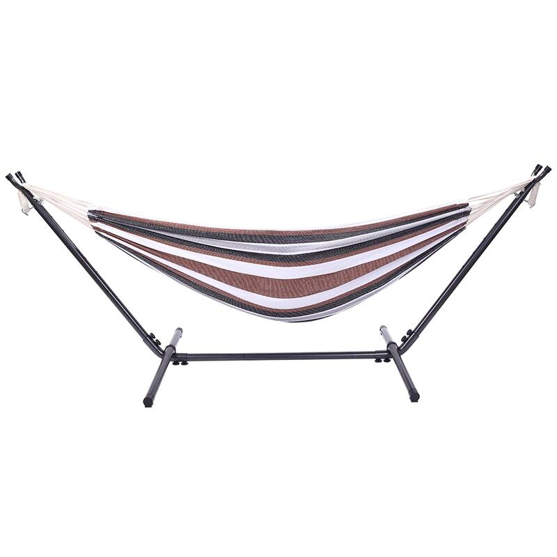 Portable Outdoor Polyester Hammock Set Black Background & Silver Flower & Colorful - 78.74 x 55.12
