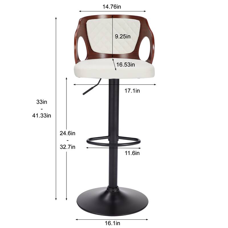 Swivel Bar Stools Set Kitchen Island Counter Height Bar Chairs Faux Leather Upholstered Armless Counter Stools