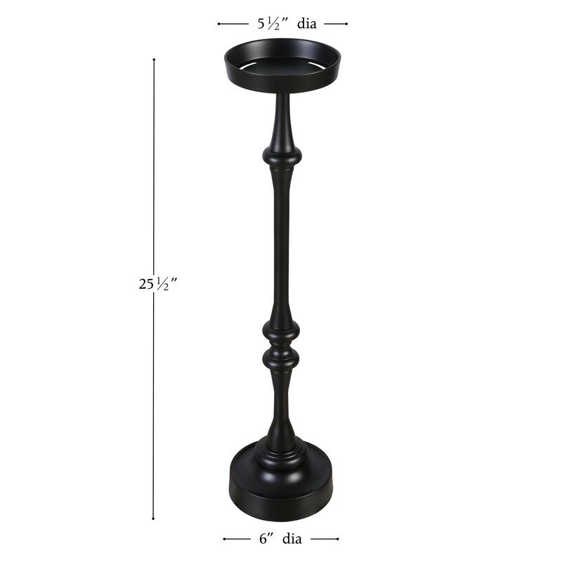 Glam Black Powder-Coated Steel Martini Pedestal Side Table, Indoor/Outdoor, Black