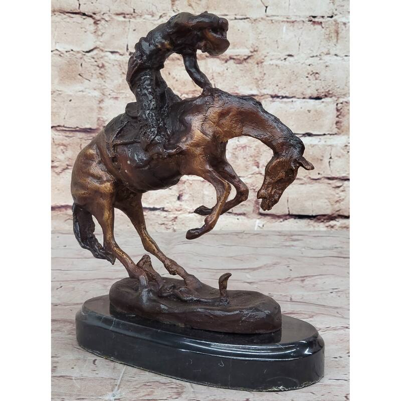 RattleImitative snake Frederic Remington Bronze On Marble Desktop Statue Sculpture 9 Inches X 8 Inches