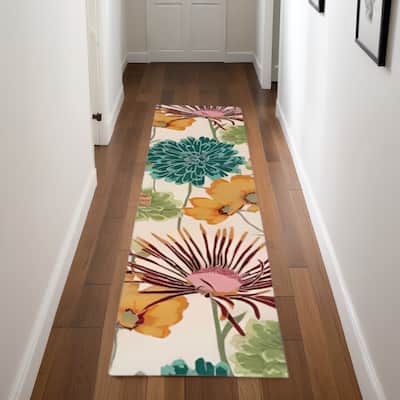 Getuh Abstract Floral Traditional Stain Resistant Area Rug By HomeRoots - 96' X '27' X '0.5