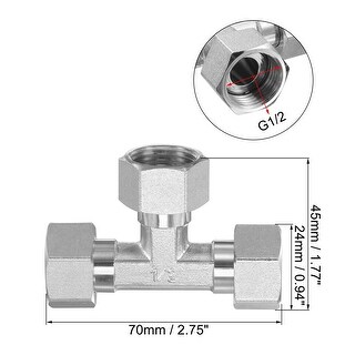 2pcs Copper Pipe Fitting Tee G1/2 Male 3 Way T Shape Hose Connector Adapter 