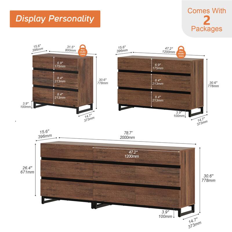 Modern TV Stand for TVs up to 90 inches, 2 in 1 TV Console with 9 Drawers, Media Console for Living Room, Bedroom