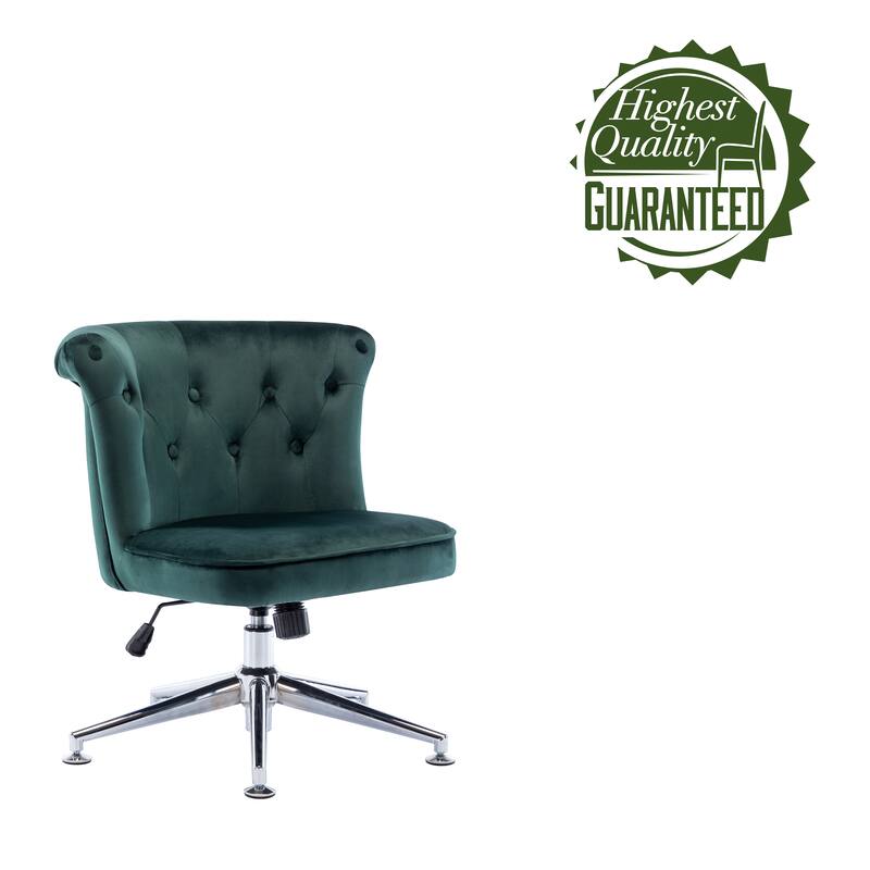 Porthos Home Quoba Tufted Velvet Office Chair, Castors and Footers Both Included