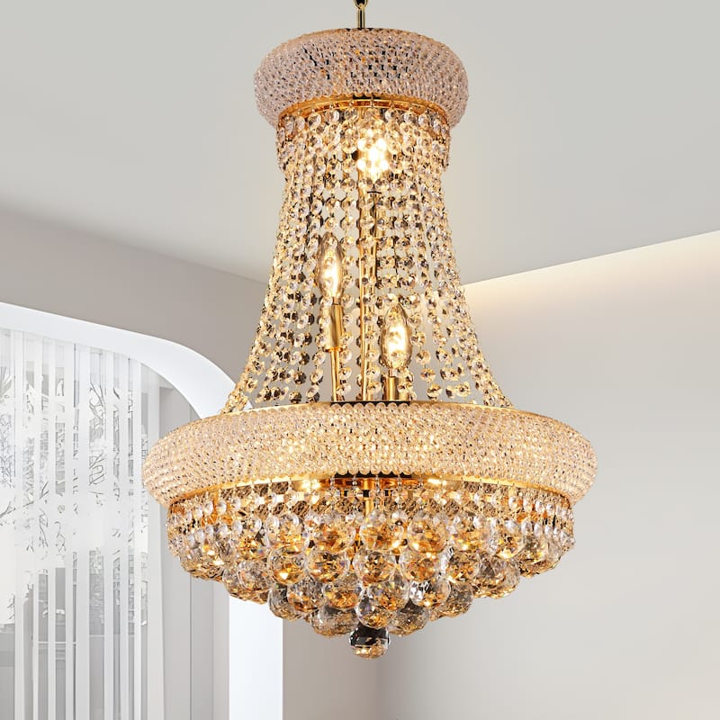 Crystal Chandelier French Empire Ceiling Light with LED Bulbs - 18"
