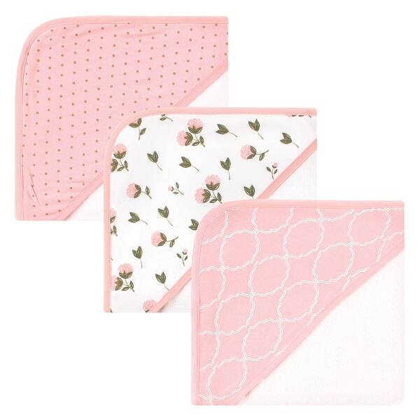 slide 1 of 1, Hudson Baby Infant Girl Rayon from Bamboo Rich Hooded Towels, Pink Peony, One Size - Pink Peony - One Size One Size - Pink Peony