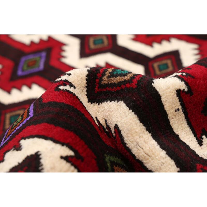 ECARPETGALLERY Hand-knotted Teimani Cream, Red Wool Rug - 3'3 x 6'1