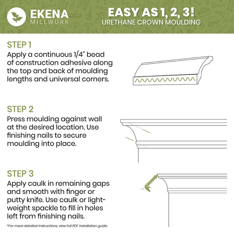 2 3/4"H x 2 3/4"P x 4"F x 96"L Nevada Crown Moulding - 1-Pack