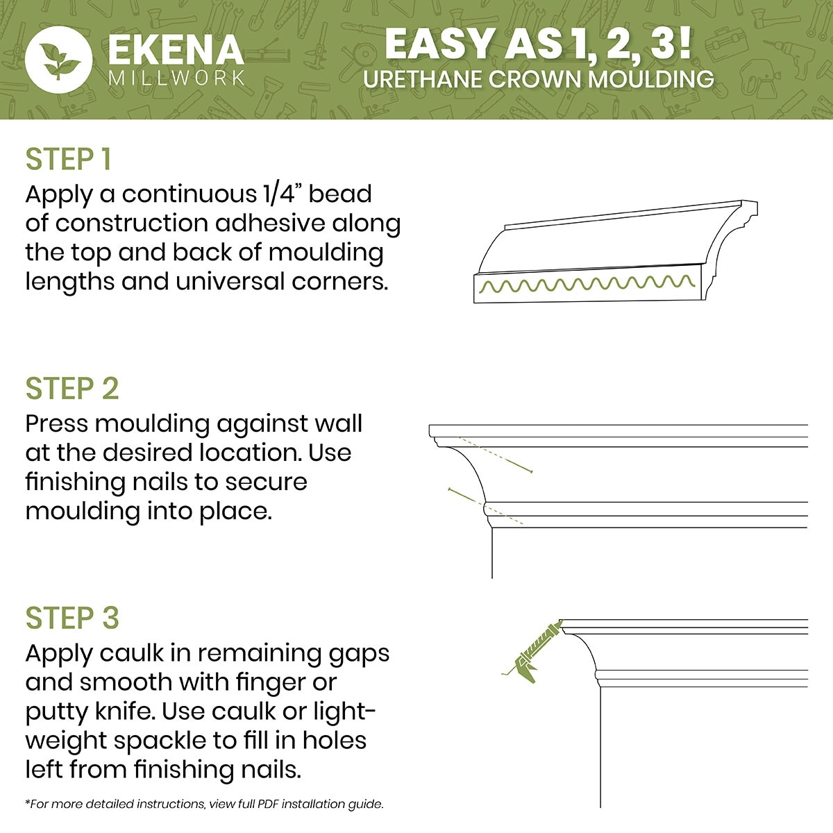 Ekena Millwork Caryn 2 in. D x 6.25 in. W x 96 in. L Polyurethane Crown Moulding