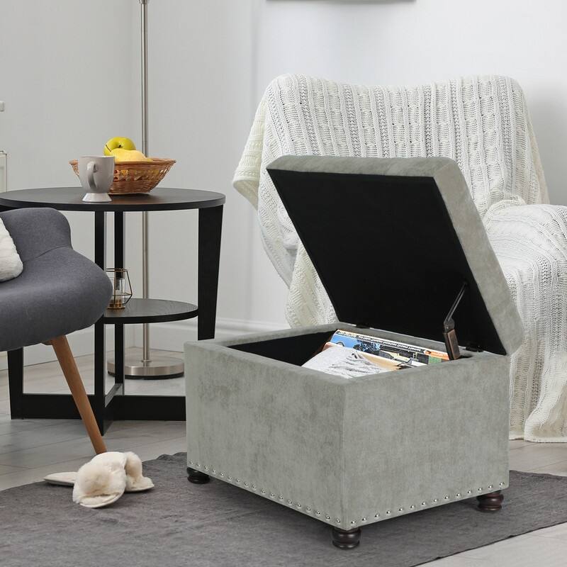 Adeco High End, Classy, Tufted Storage Bench, Ottoman Footstool
