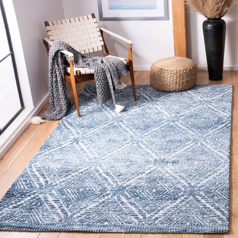SAFAVIEH Handmade Roslyn Madisyn Diamond Trellis Rug - 4' x 6' - Blue