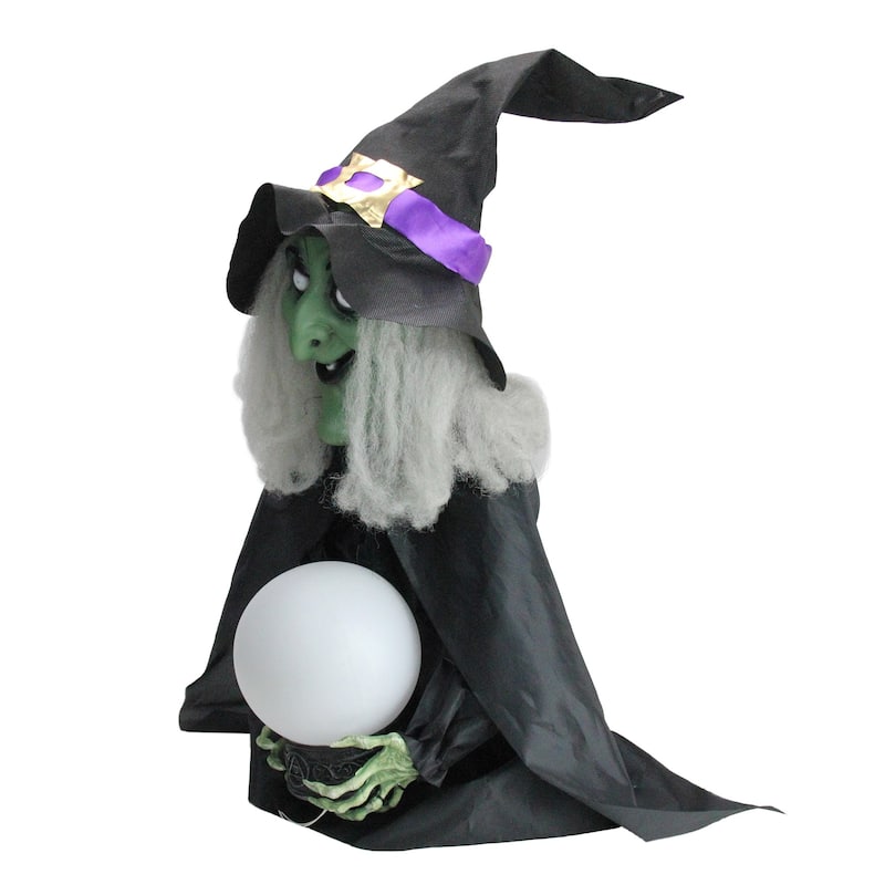 Lighted Fortune Telling Witch Halloween Decoration - 26" - Black and Green