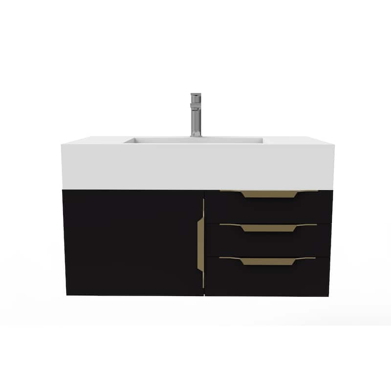 Nile 36-Inch Wall Mounted Bathroom Vanity Set w/ White Top