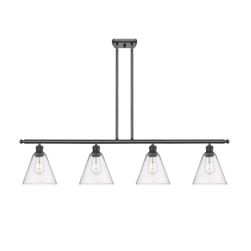 Innovations Lighting Berkshire - 4 Light 48" Stem Hung Island Light - Seedy/Matte Black