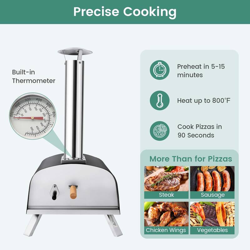 Costway 12" Multi-Fuel Pizza Oven Propane & Wood Fired Pizza Maker - See Details