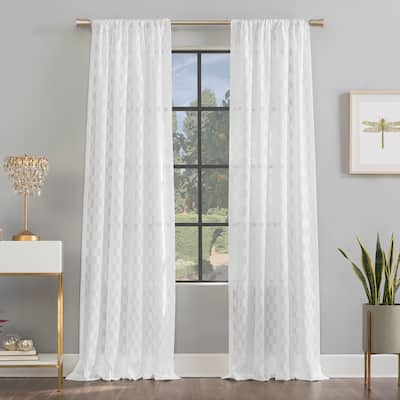 Scott Living Verge Geometric Clipped Jacquard Semi-Sheer Rod Pocket Curtain Panel, Single Panel