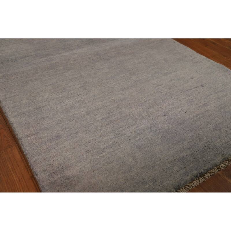 Gray Gabbeh Modern Runner Rug Handmade Wool Carpet - 3'0"x 9'10"