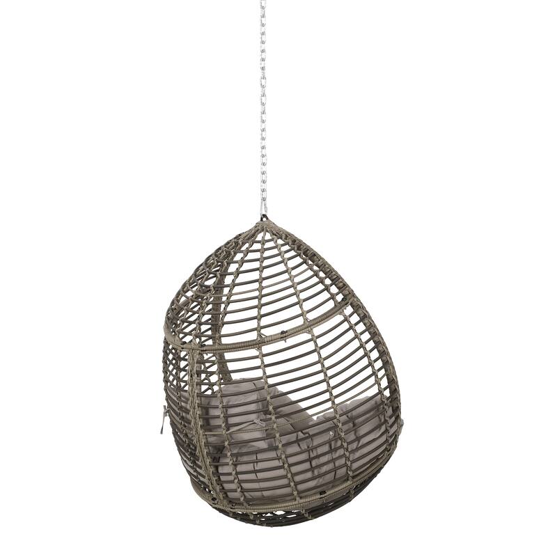 Hanging Chair – Teardrop Swing Chair with 8FT Chain, Water-Resistant Cushions & PE Rattan – Outdoor/Indoor Egg Chair