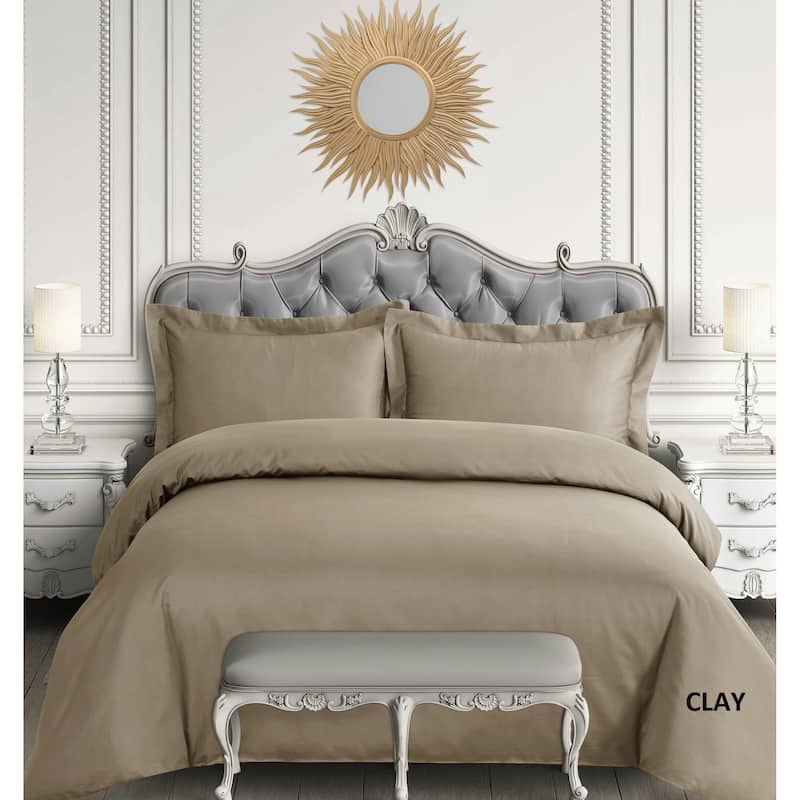 Egyptian Cotton Sateen 600 Thread Count Oversized Duvet Cover Set - King - Clay
