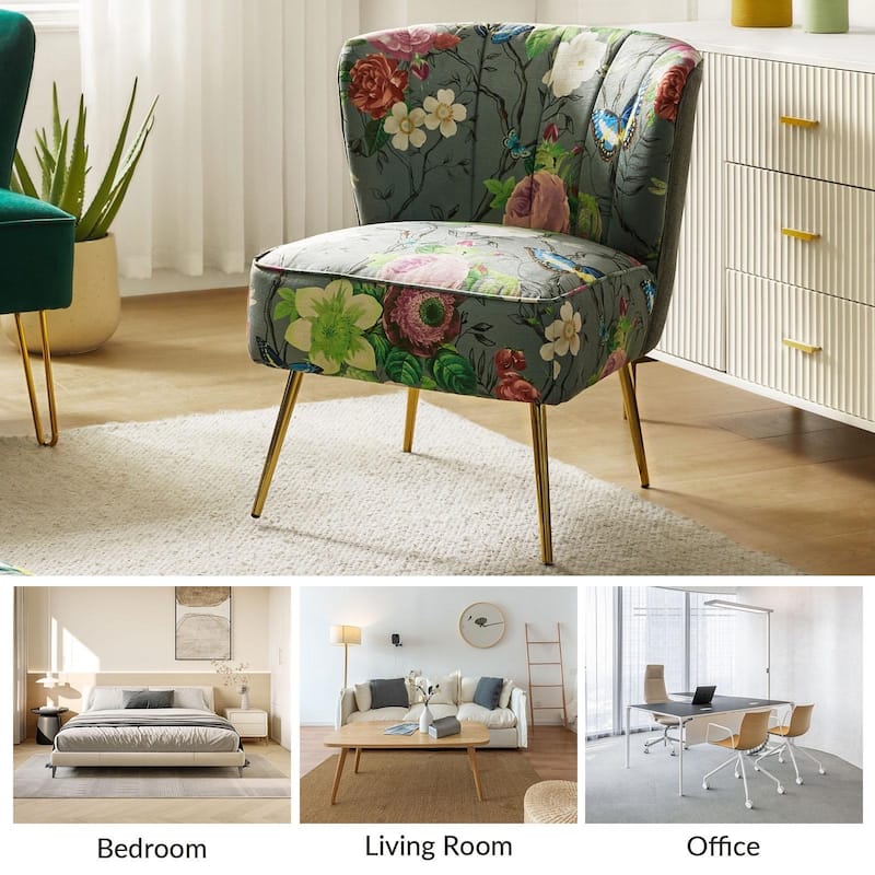 Almira Contemporary Upholstered Armless Side Chair with Tufted Back Set of 2 by HULALA HOME