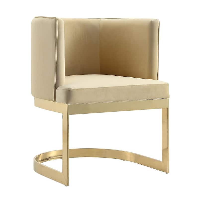 Aura Polished Brass Velvet Dining Chair - Sand