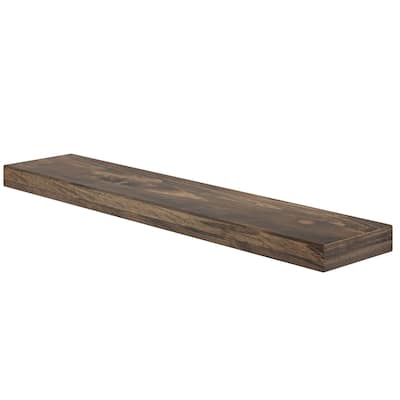 Wallniture Pino Wood Board 48" Long, 10'' Deep, 2.5" Thick, Hidden Bracket Shelf, Floating Shelf for Living Room, Farmhouse, 1pc
