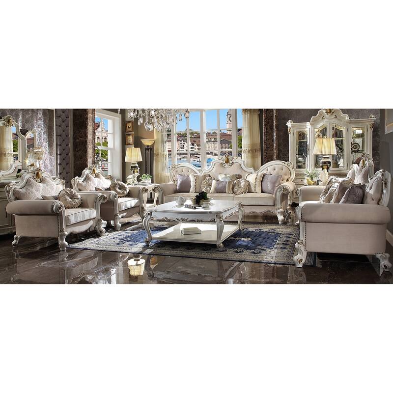 Deveraux Antique Pearl Sofa with 7 Pillows