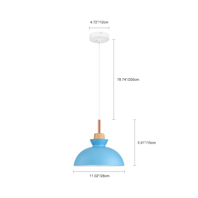1-Light 11 in. Modern Bowl Dome Pendant Kitchen Island Lighting