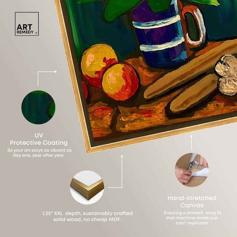 Art Remedy Floral Vase And Fruits Framed Flowers In Vase Paintings