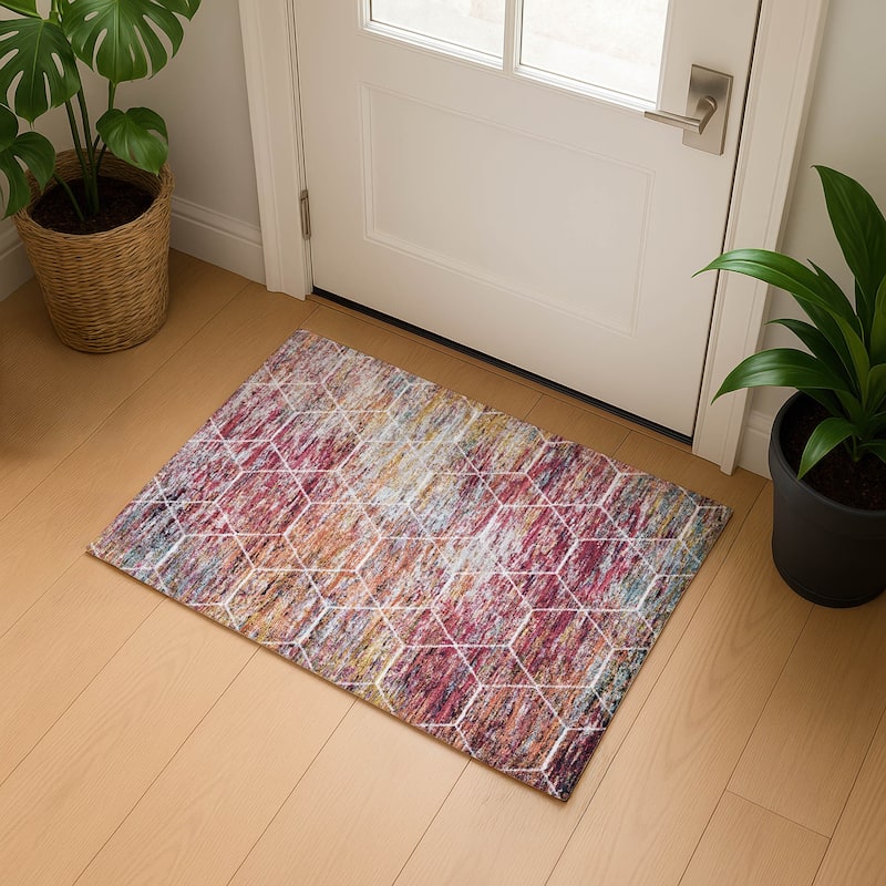Premium Washable Super Soft Geo Abstract Mayfield Rug - Pink - 1'8" x 2'6"