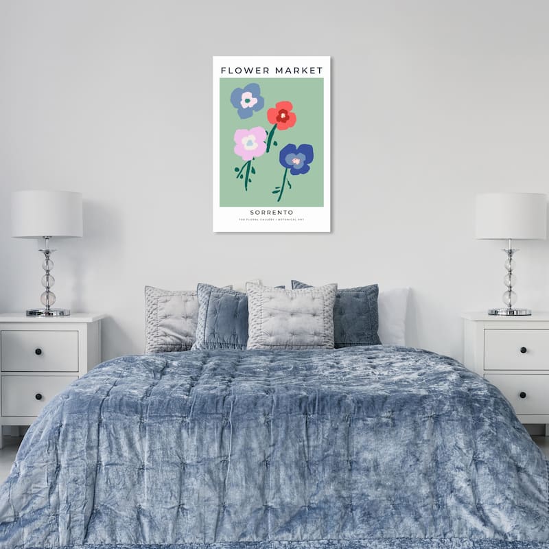 Wynwood Studio Canvas Floral and Botanical Flower Market Sorrento Green and Modern & Contemporary Wall Art Canvas Print - 36 x 24