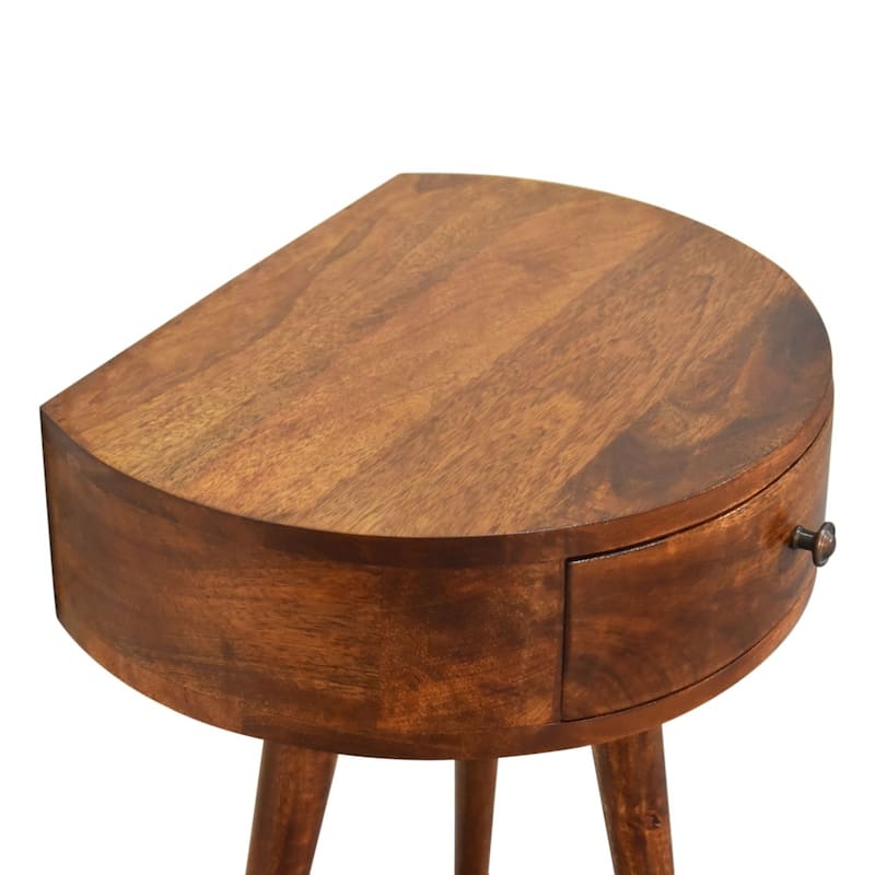 HomeRoots 21" Brown Solid Wood Round One Drawer Nightstand