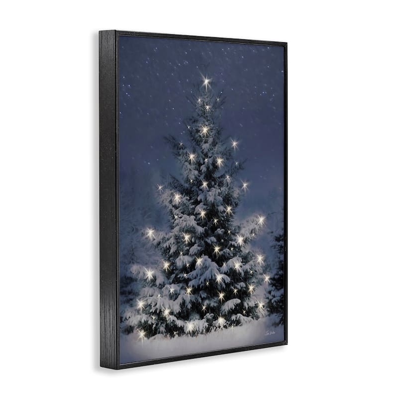 Stupell Snowy Nighttime Christmas Tree Framed Giclee Art Design By Lori Deiter